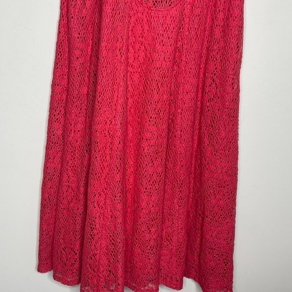 FREE people red sleeveless crochet lace high neck racerback trapeze dress - Picture 7 of 8